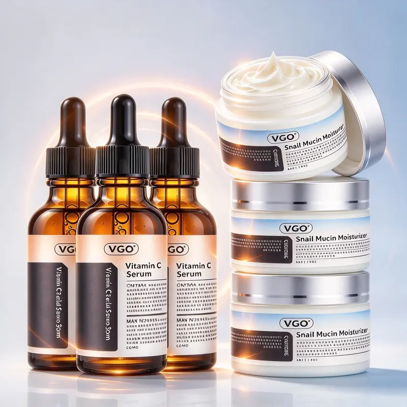 【Buy 30ml Get 60ml Free】VGO Vitamin C & Snail Mucin 92% Skincare Face Serum Fits Daily Routines, 50g Moisturizer Gel Cream) for All Skin Types, Hydration Boost, Smooth Skin Routine,Single Item for All Skin Types, Cleanser
