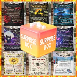 Surprise Box Blanket - 2026 New Flannel Blanke. Best Wishes Blanket To Family Random Designs and Messages. Gifts for Mother, Father, Wife, Husband, Daughter, Son, Sister. Gift Ideas, 60 X 80 Inches