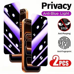 2-Pack Blue Light Blocking Privacy Tempered Glass Film, for iPhone 17 Pro Max/16 Pro/15 Pro Max/14/13/12/11/x/XS Max/XR, 9h+ Hardness, Anti-Scratch, Anti-Fingerprint, Bubble-Free, Easy to Apply