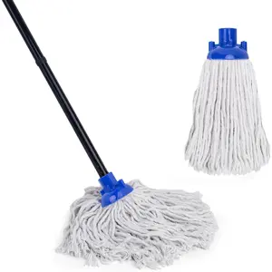 Floor cleaning mop, 2 cotton wet mop replacement heads, compatible with microfiber cloth mop and 0.8inch diameter mop rod (1 mop rod and 2 mop heads)