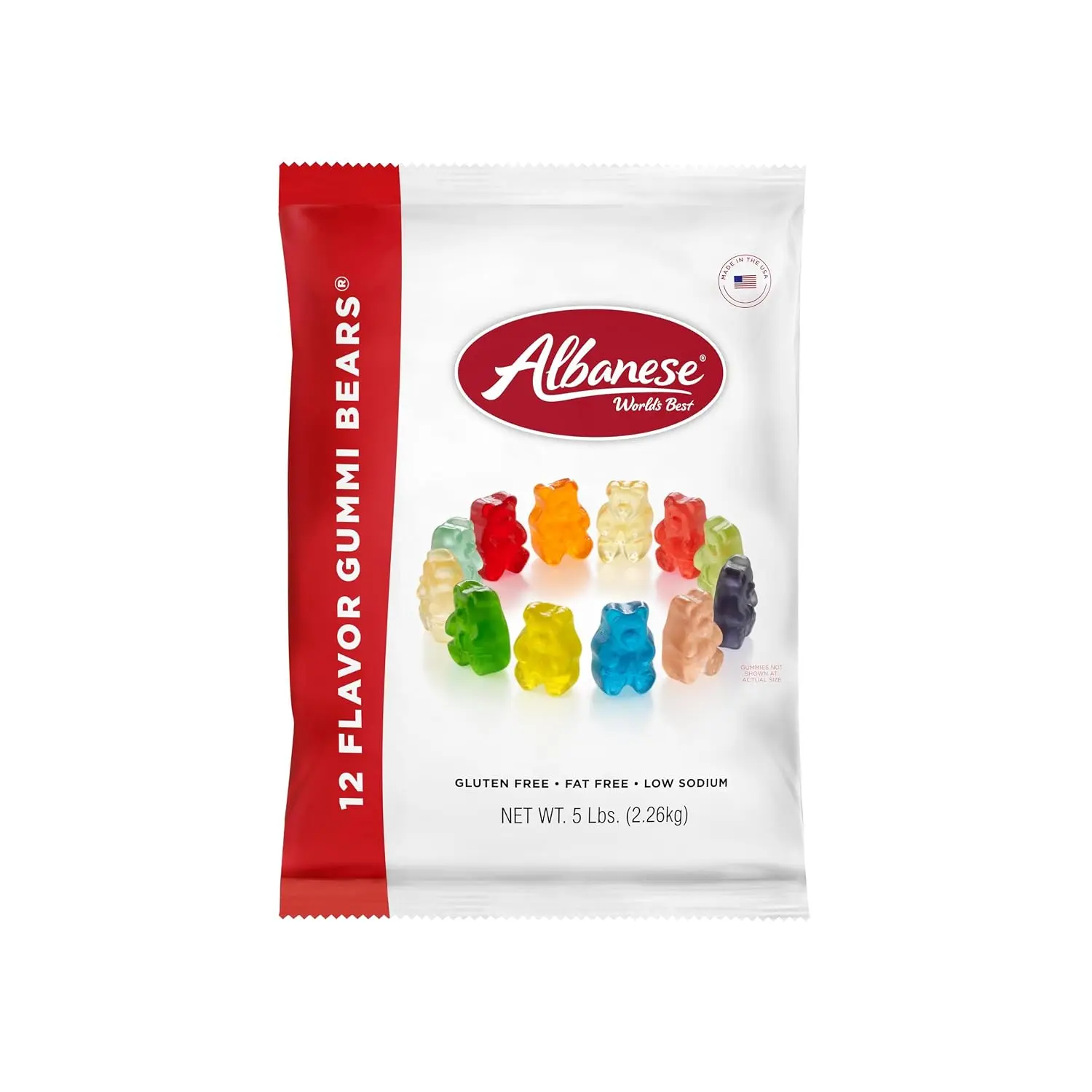 World's Best 12 Flavor Gummi Bears | 5lbs of Fruit Bulk Candy | Soft and Chewy Gummies, Gluten Free, Fat Free | Cherry, Blue Raspberry, Mango and More | Great Snack for Travel and Kids
