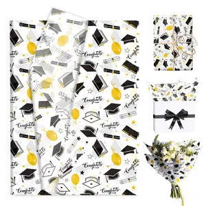 50 Sheets Graduation Tissue Paper, Watercolor Graduate Caps Scrolls Stars Patterns Wrapping Paper for 2026 Season DIY Crafts Graduation Party Gift Wrap Supplies, Gift Package