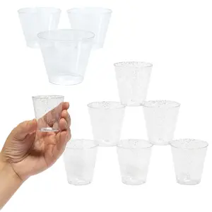 Bulk  100 Ct. Silver Glitter Plastic Shot Glass & Cup Kit