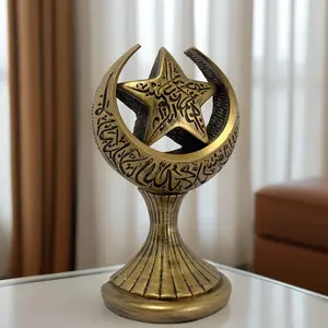 Moon Star Statue Ramadan Decoration, Creative Resin Ornament for Party and Home Use, Religious Home Decor, Islamic Festival Decorative Figurine