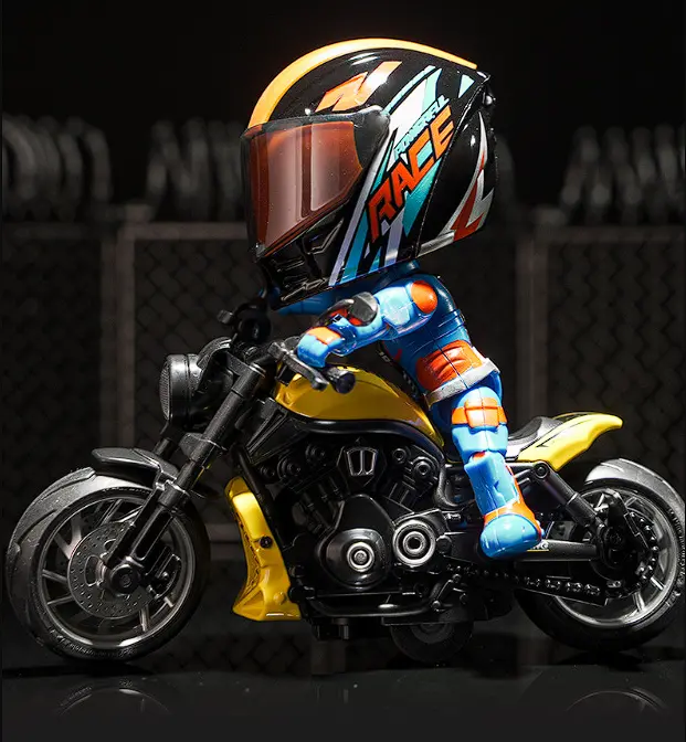 Q-Style Alloy Motorcycle Rider Figurine – Convertible Helmet Body, Rock & Roll Vibe Home Decor Collectible, Summer Energy 2026