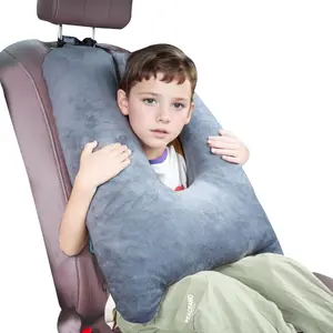 Car Pillow for Kids, Memory Foam Travel Pillow for Car and Adults, Kid Travel Pillow for Sleeping on Road Trip, Small Body Pillow (Grey)