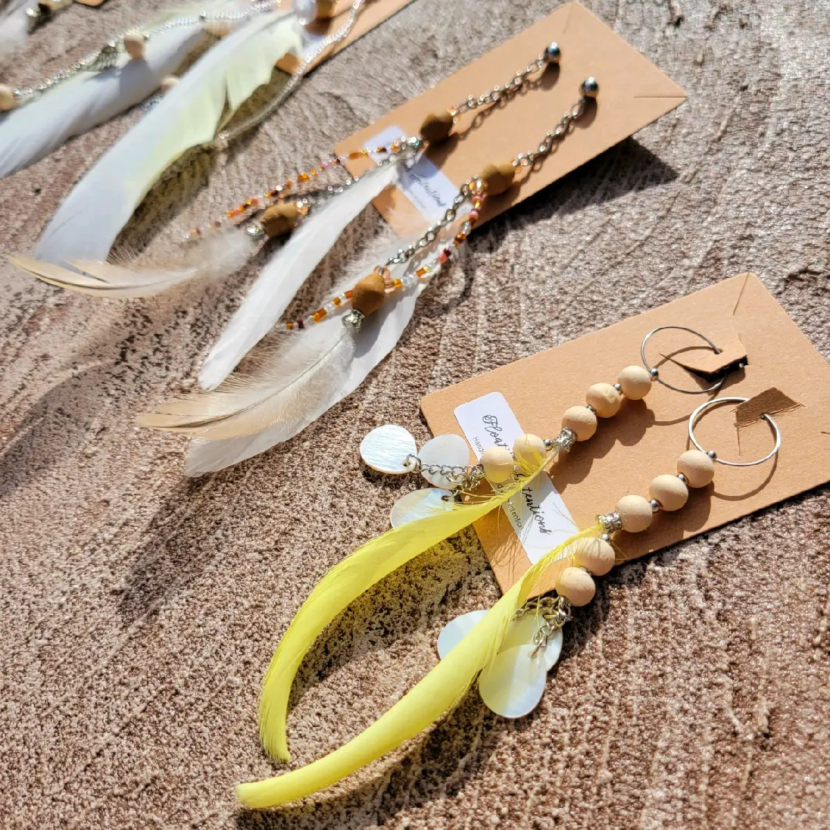 Angelic Notes || Natural Feather Earrings || Stainless Steel