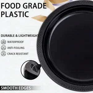 Various colors [black, white, red,] party plates 7 and 10 inches 150-pieces plastic dinner plates suitable for dinner parties Easter Mother's Day