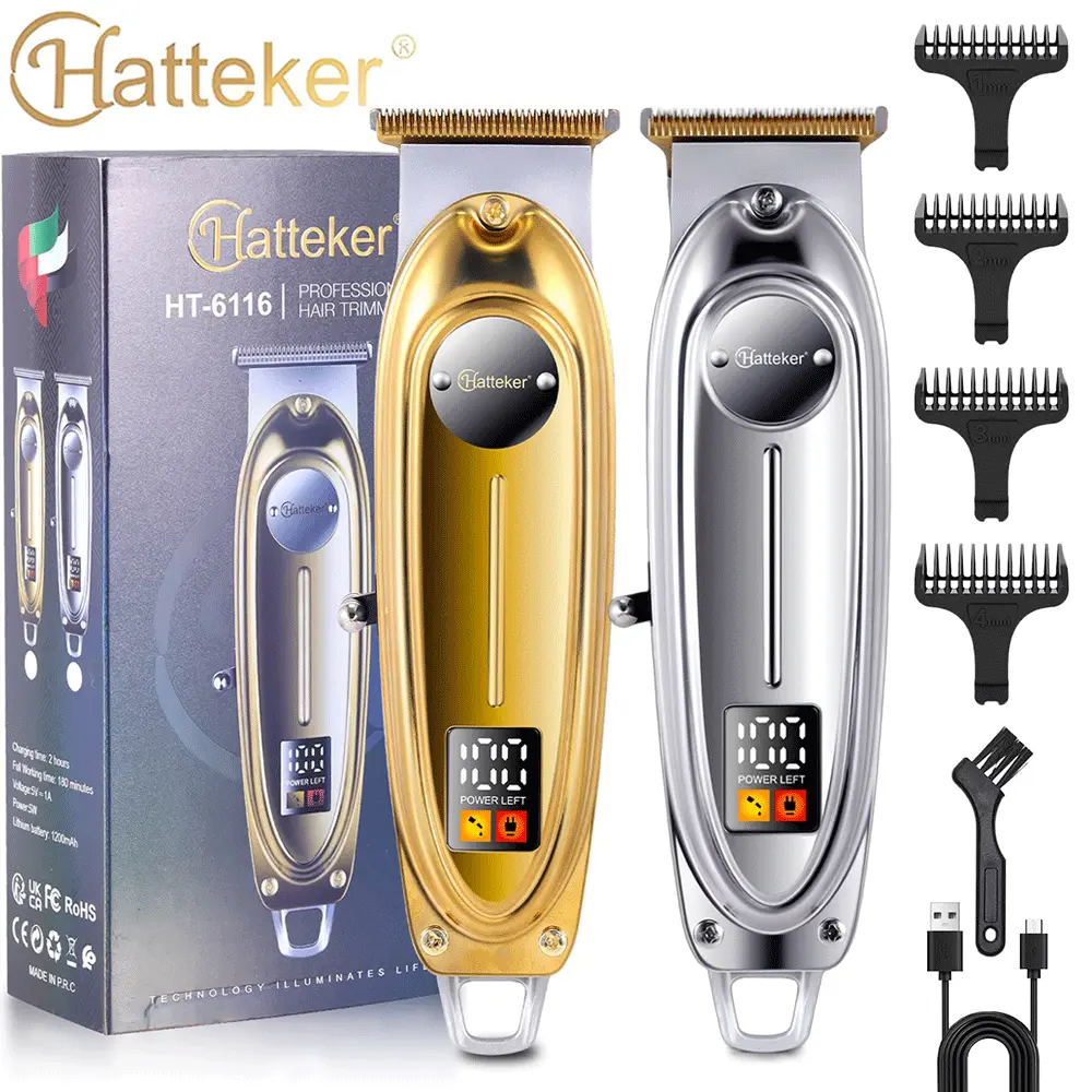 Men's Professional Cordless 0-Gapped T-Blade Trimmer - Rechargeable Beard Shaver, Hair Clippers, Personal Care Appliance Kit with Brush，  clippers for men，shaver kit。