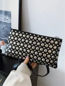 Women's Fashionable Studded Decorated Crossbody Bag, Casual Versatile Zipper Shoulder Bag for Daily Commute, Trendy All-match Commuter Bag, Cross Body Bags, Casual Trendy Purse