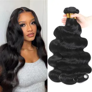 BINF Body Wave Bundles Human Hair 100% Unprocessed Brazilian Virgin Hair 1/3/4 Bundles Body Wave Human Hair Extension for Women Natural Color outdoorfun