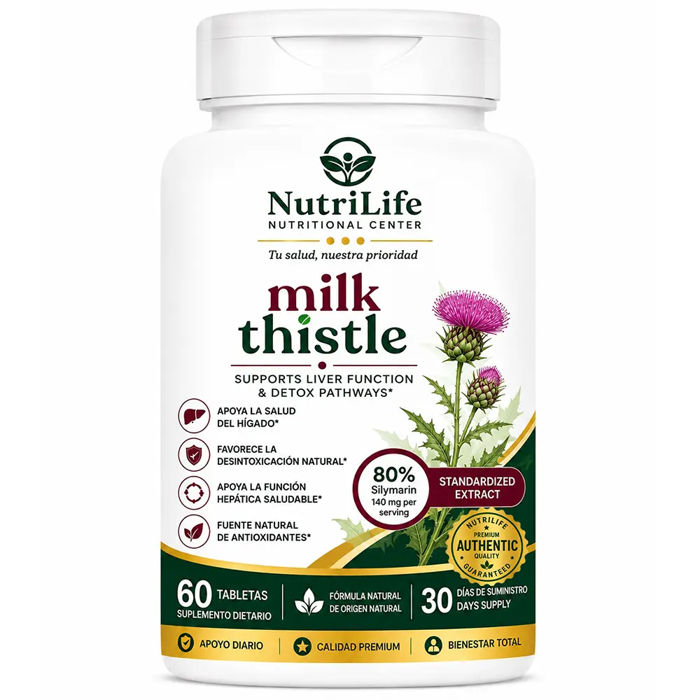 NutriLife Milk Thistle Liver Support Herbal Supplement, 60 Tablets, Healthcare for Liver Health