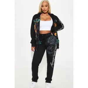 Ed Hardy Crawling Tigers Wide Leg Pant - Black Q