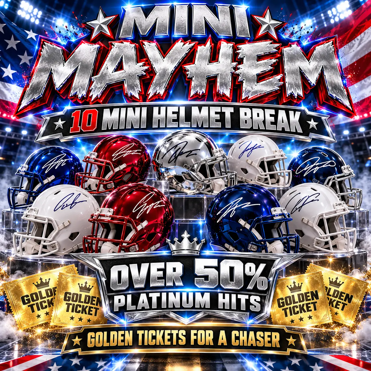 (10) BS Collectibles Mini Mayhem! 10 Mini Helmets. Pick Your Team!