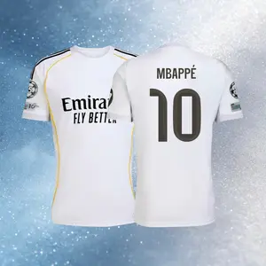 25 26 Home White 10# Mbappe Short Sleeve Soccer Jersey Fans Version
