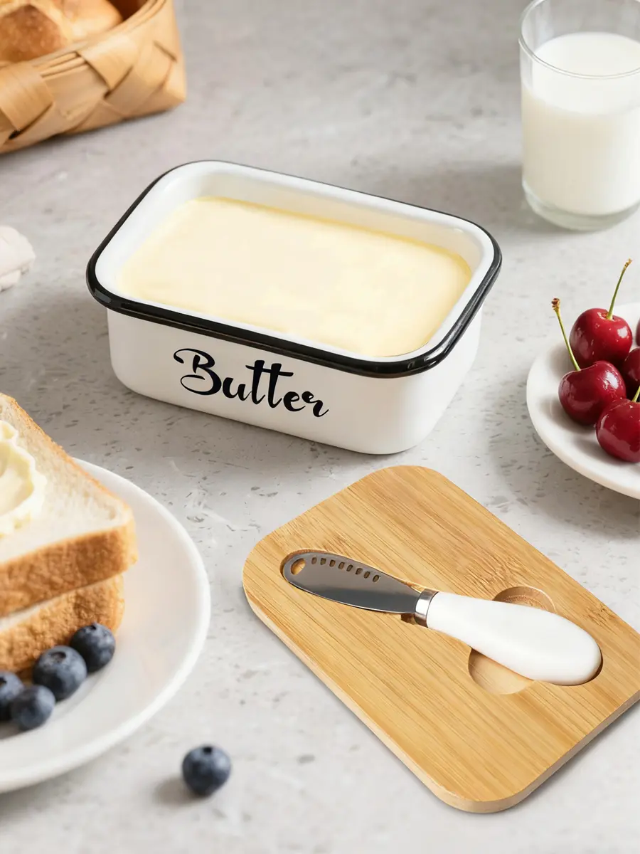 Luxury Large Ceramic Butter Dish with Lid - Countertop Keeper with Knife, High-Quality Silicone Sealing, Easy-Clean Design - Ceramic Plate with Lid Food Container, Ideal Kitchen Gift for Butter Lovers, Ceramic Plate With Lid Food Containers