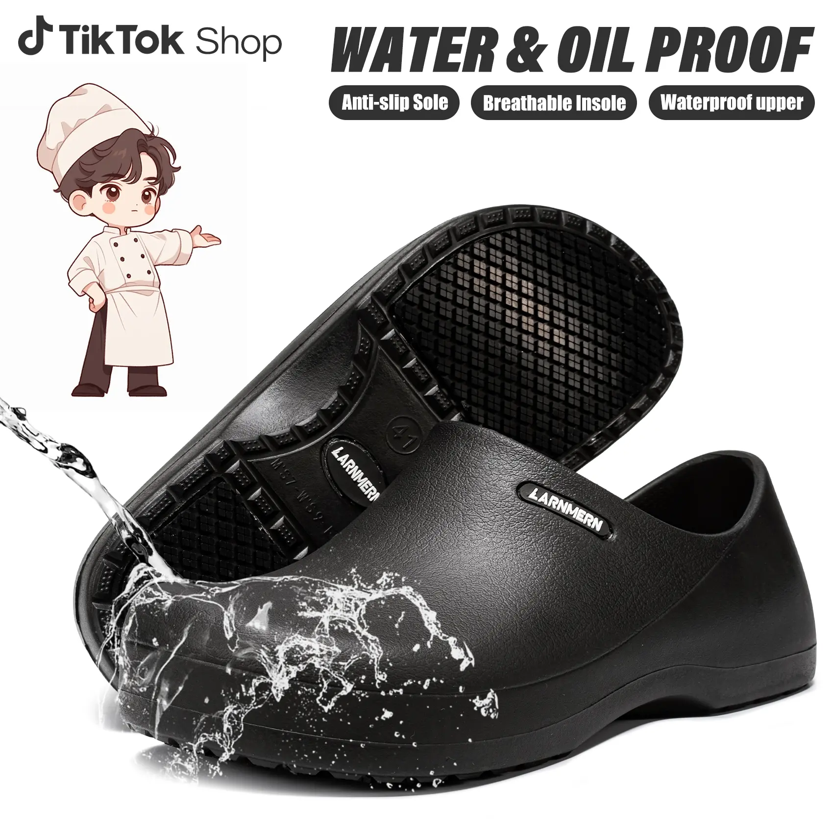 Slip-Resistant Work Slippers - Waterproof & Oil-Resistant Chef Nursing Shoes for Hospital, Kitchen, Home Women Footwear Girl Tsinelas Breathable Non Slip