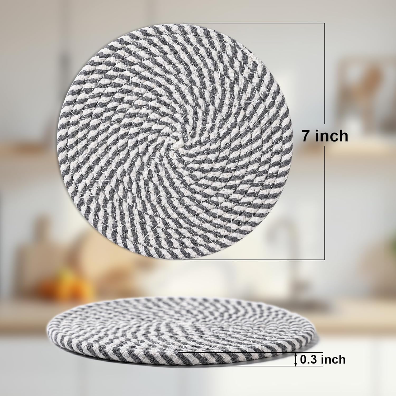 7 Inch Trivets for Hot Dishes, Pots and Pans, 5 Heat Resistant Pot Holders for Kitchen, Home Essentials, Hot Pads for Countertop and Table, Farmhouse Decor Vase Mats, Gray Coasters Silicone Stylish Tableware 7 Inch Trivets for Hot Dishes, Pots and Pans, 5 Heat Resistant Pot Holders for Kitchen, Home Essentials, Hot Pads for Countertop and Table, Farmhouse Decor Vase Mats, Gray Coasters Silicone Stylish Tableware