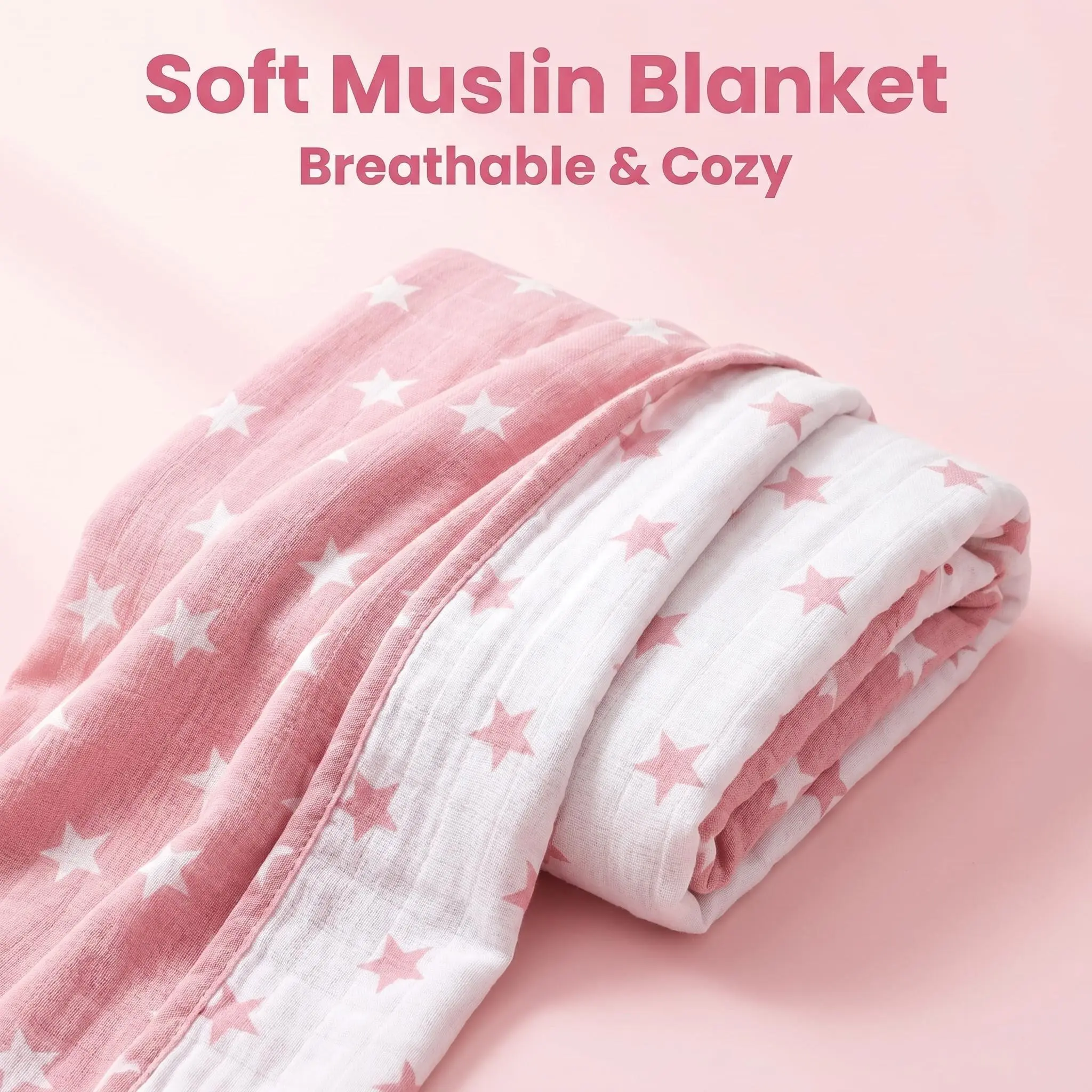 [ Summer Sale Deals ]NTBAY 3-Layer Muslin Cotton Toddler Blanket - Breathable Lightweight Thermal Baby Blanket for Crib & Stroller, Super Soft Skin-Friendly Reversible Stars Bedding, 30x40 / 45x60 Inches