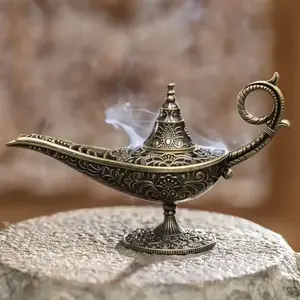 1pcs,Aladdin's Magic Lamp Incense Burner, Vintage Pattern with Auspicious Clouds, Incense Stick Burner, Household Sandalwood Burner, Indoor Aromatherapy Burner, Decorative Item