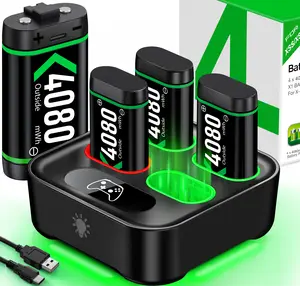 BEBONCOOL Controller Charger Station with 4 Packs 4x4080mWh Rechargeable Battery for Xbox Series X|S/Xbox One S/Xbox One X/Xbox One Elite Controller, Charging Dock for Xbox One Controller Battery Pack