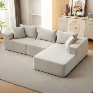 Modular 108 Inch Cloud Sectional Sofa with L-Shaped Chaise, Oversized Soft Boneless Couch, Deep Seat with No Assembly Required – Available in Beige or Gray