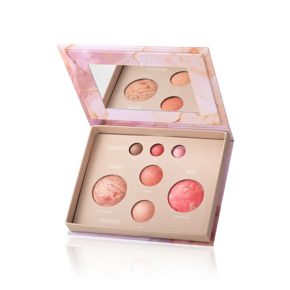 Women's Marble Pattern Blush & Eyeshadow Palette - Multi-Functional, Long-Lasting Pigmented Matte Shimmer Cosmetics, Flawless Blend, Ideal for Personal Use & Gifting