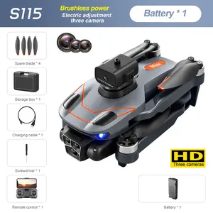 Christmas Gift S115 Drone Automatic Obstacle Avoidance Extended-Range Control One-Touch Takeoff Flip Maneuvers Four-Directional Obstacle Avoidance Hovering Lighting Control High-Capacity Quadcopter Triple-Camera Drone