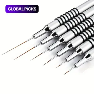 Nail Art Detailer Striping Brush Set with Metal Handles, 6-Piece Nail Liner Brush Kit for Manicure Painting, Nail Art Tools, Nail Art Accessories #GLOBAL PICKS