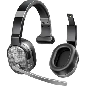 Trucker  Headset,  Headsets with Noise Cancelling Microphone, 50+Hrs  Talktime  Headphones with Detachable Earpad/Single+Dual Mode for Office/Driving/ ()