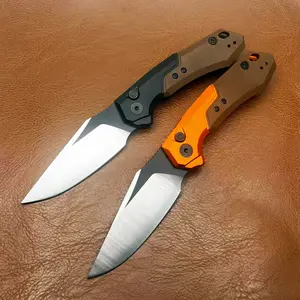 3.2" CPM-154 Manual Folding BM 7851 Pocket Knife, Secure Button Lock EDC Knife, G10 & Aluminum Handle, Ideal for Camping, Hiking, Daily Utility