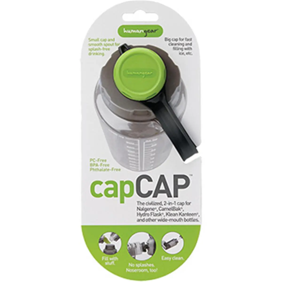 Humangear 340470 Portable Capcap 2.0 Water Bottle, Green & Gray