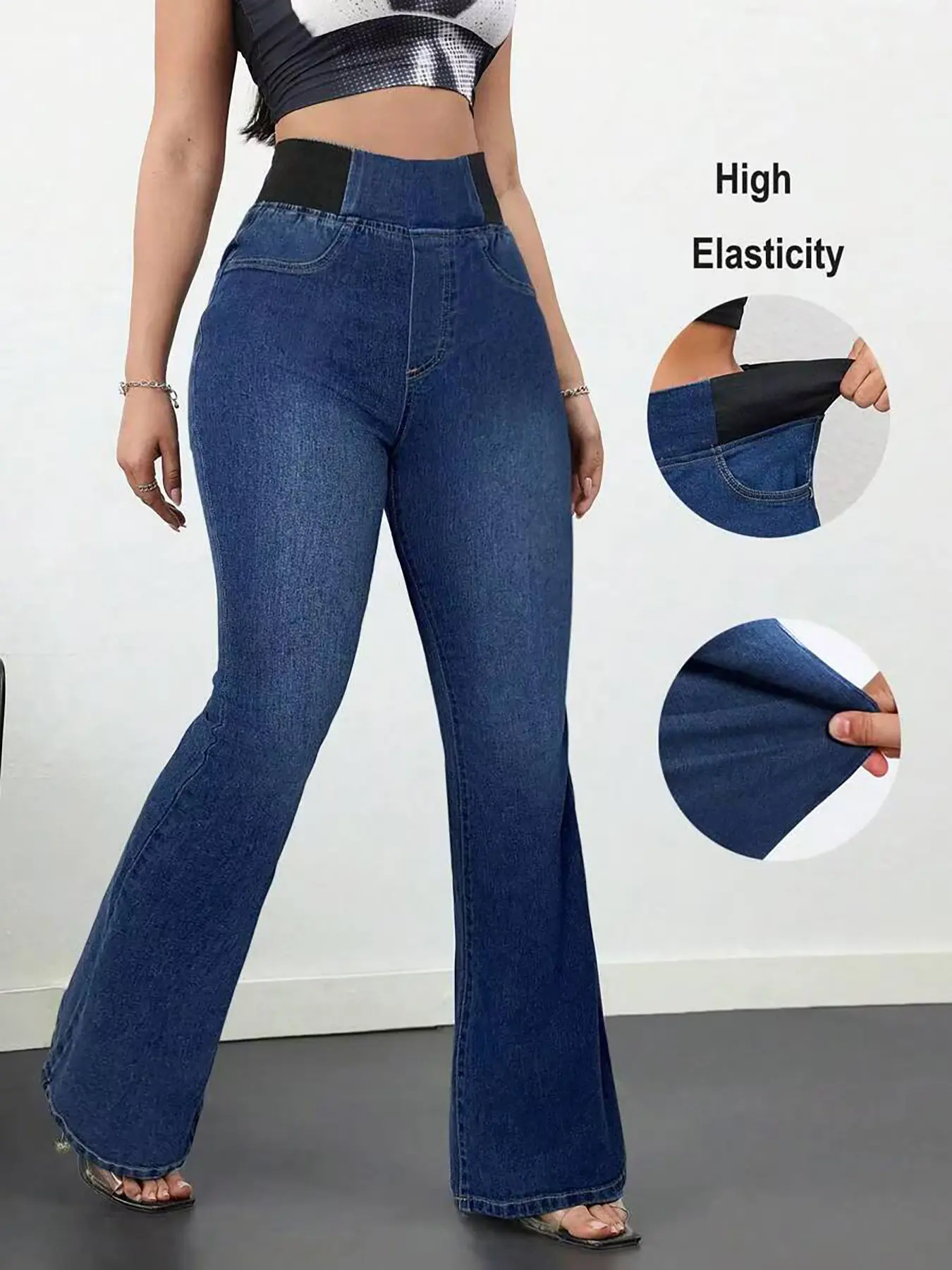 Women's High Waist Basic Slim Fit Stretch Woven Denim Jeans, Womenswear, Casual Fashion Pants, Comfortable Design, Perfect for Daily Wear