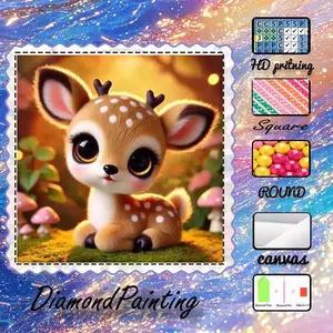 5D-DIY, velvet canvas, diamond art, Diamond art tools, diamond painting kit, cute, little deer, fantasy AB diamonds, crystal diamonds, home decoration, handmade diamond art painting kit