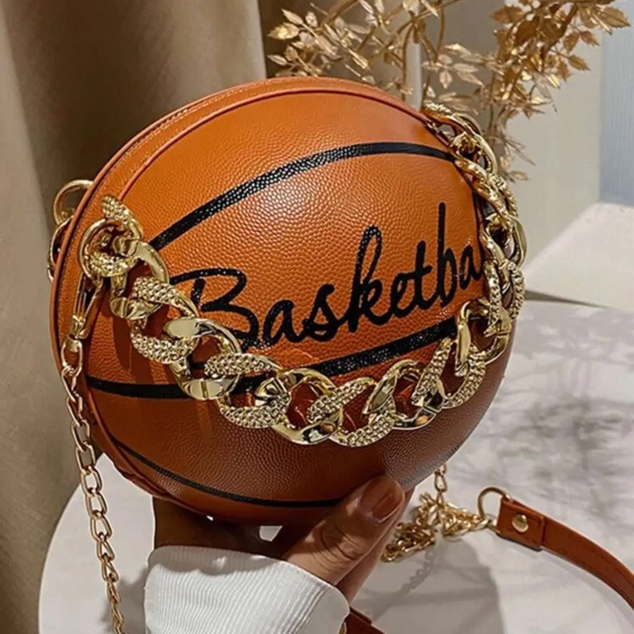Lightweight,Business Casual Mini Basketball Design Chain Circle Bag For Teen Girls Women College Students,Rookies & White-collar Workers Perfect for Office,College,Work ,Business,Commute,Outdoors, Travel, Outings handbag purse