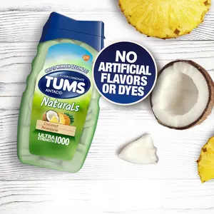 TUMS Naturals Ultra Strength Antacid Chews, Coconut Pineapple - 6 Pack (56 Count Each) for Heartburn Relief