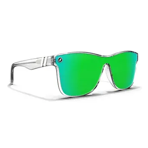 Blenders Eyewear Millenia DX Crystal Midori Photochromic Polarized Sunglasses - Sleek Frameless Design with Green Mirror Lenses & Metal Core for Durability