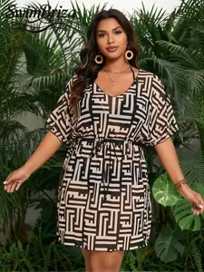 Briza｜Women's Plus-Size Fashionable Swimsuit Set With Elastic Waist, Skirt And Bikini, Semi-Transparent And Sexy, Made Of Stretchy And Comfortable Fabric. Perfect For Sports, Outdoor, Beach, Sunbathing, And Vacation.