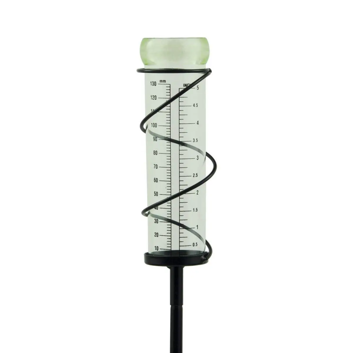 212 MAIN Luster Rapitest Spiral Rain Gauge - Adjustable Height Up to 36 in, 1 lbs, Cylinder Lifts Out, Inches/cm Markings, Stake & Black Metal Holder, Outdoor Garden Tool, 5 in Rainfall Capacity, Crack & Shatter Resistant, Easy Garden/Planter Placement, E