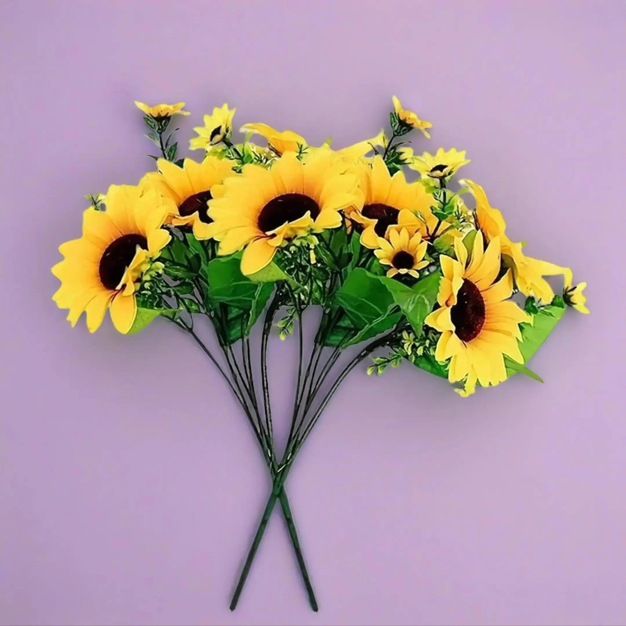 26-Piece Durable Decorative Plastic Artificial Silk Sunflower Bunch, Light Soft Texture, for Wedding Home Decor, Retail Store Exhibition Display