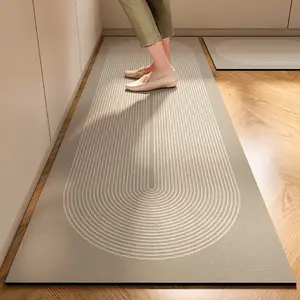 Nordic Style Kitchen Mat, Modern Simple Design, Rubber Bottom, Easy Clean Rectangular Home Decorative Rug, 1 Piece, Geometric Pattern Rug