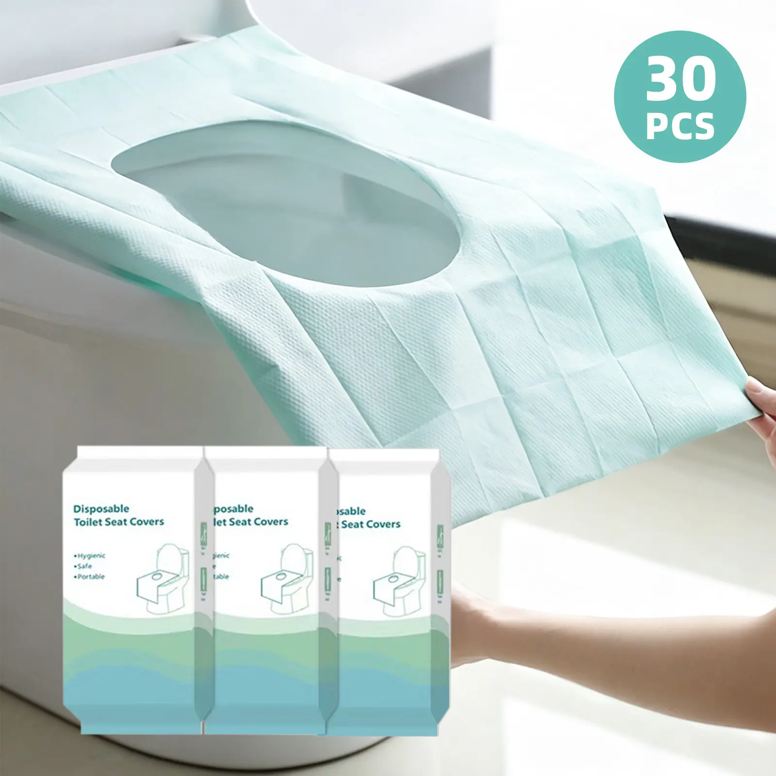 30/50 Pack Toilet Seat Covers Disposable, Portable Toilet Liners | Portable Toilet Liners Travel Seat Cover for Outdoors,Hotel, Hospital, Travel, Public Toilet Seat Cover (Individual Package)