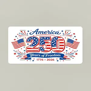 America 250 Years Freedom Printed Vanity License Plate Patriotic 1776 2026 Fireworks Flag Decorative Car Tag Auto Accessory Gift