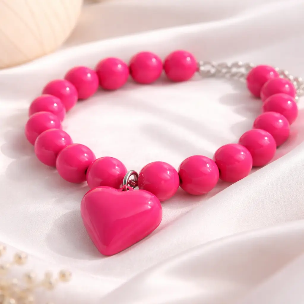 Hot Pink Bubble Heart Necklace | Bubble Soul Collection | Mom Beauty Love