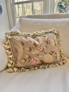 Rosettes Needlepoint Pillow