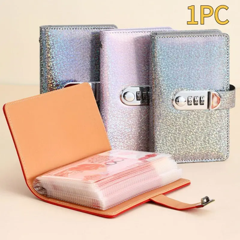 Money saving book, notebook writing tool, waterproof PU leather, large capacity, can hold 100 banknotes, modern style, suitable for designers, notebook office paper stationery, Savings Challenge Planner, Savings Tracker Organizer, Financial Planner