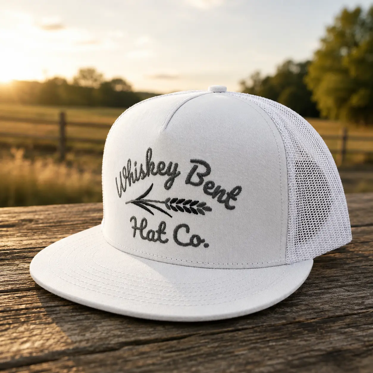 Whiskey Bent Hat Co Trucker Hat – Embroidered Mesh Snapback Cap, Flat Bill Western Cowboy Hat, Country Lifestyle Hat for Men & Women
