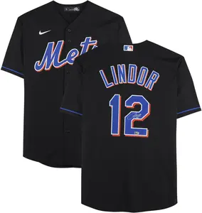 Francisco Lindor New York Mets Autographed Black Nike Replica Jersey - Fanatics Authentic Certified