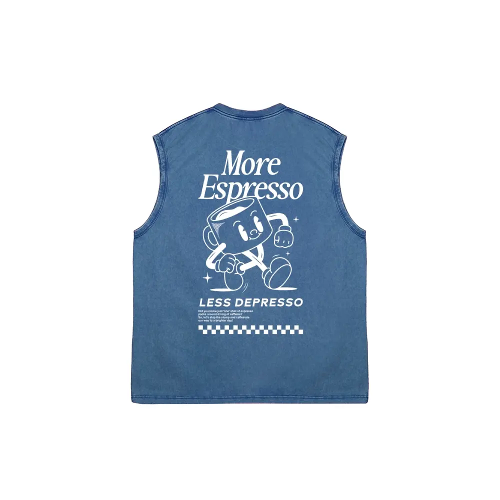 More Espresso Coffee Cup Pattern Men's vintage washed pure cotton vest