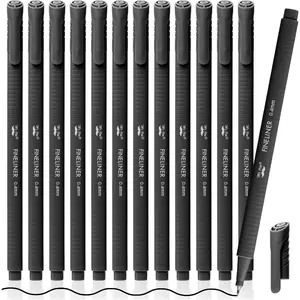 Black Fineliner Pens, 12 Pack, 0.4mm Fine Point, Smooth Pens for Bible Journaling, Note-Taking, Sketching, Planning, Art Projects, Small Detailing, Fine-Ink Drawings, School Supplies
